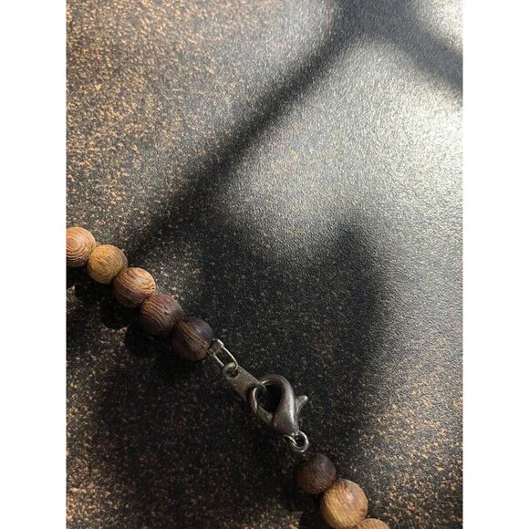 Handblown Glass Pendant On 20” Wooden Bead Necklace Boho Style Artisan Made 2008 - Picture 10 of 16